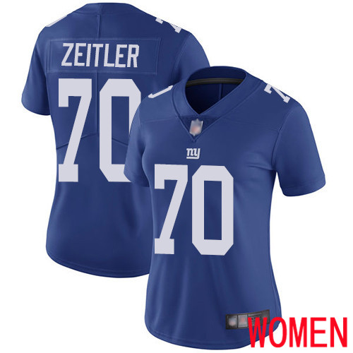 Women New York Giants #70 Kevin Zeitler Royal Blue Team Color Vapor Untouchable Limited Player Football NFL Jersey